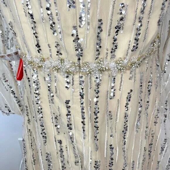 NEW MAC DUGGAL 67859 Sequin Embellished Formal Evening Gown CHAMPAGNE SZ 12 - Picture 5 of 6